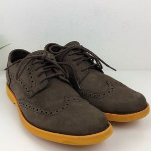 Timberland Brown Leather Suede & Orange Sole Wingtip Oxfords Size 9M